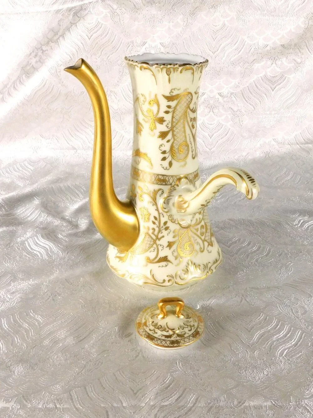 Tressemanes and Vogt Limoges Chocolate Pot with Raised Gold Trim # 27328